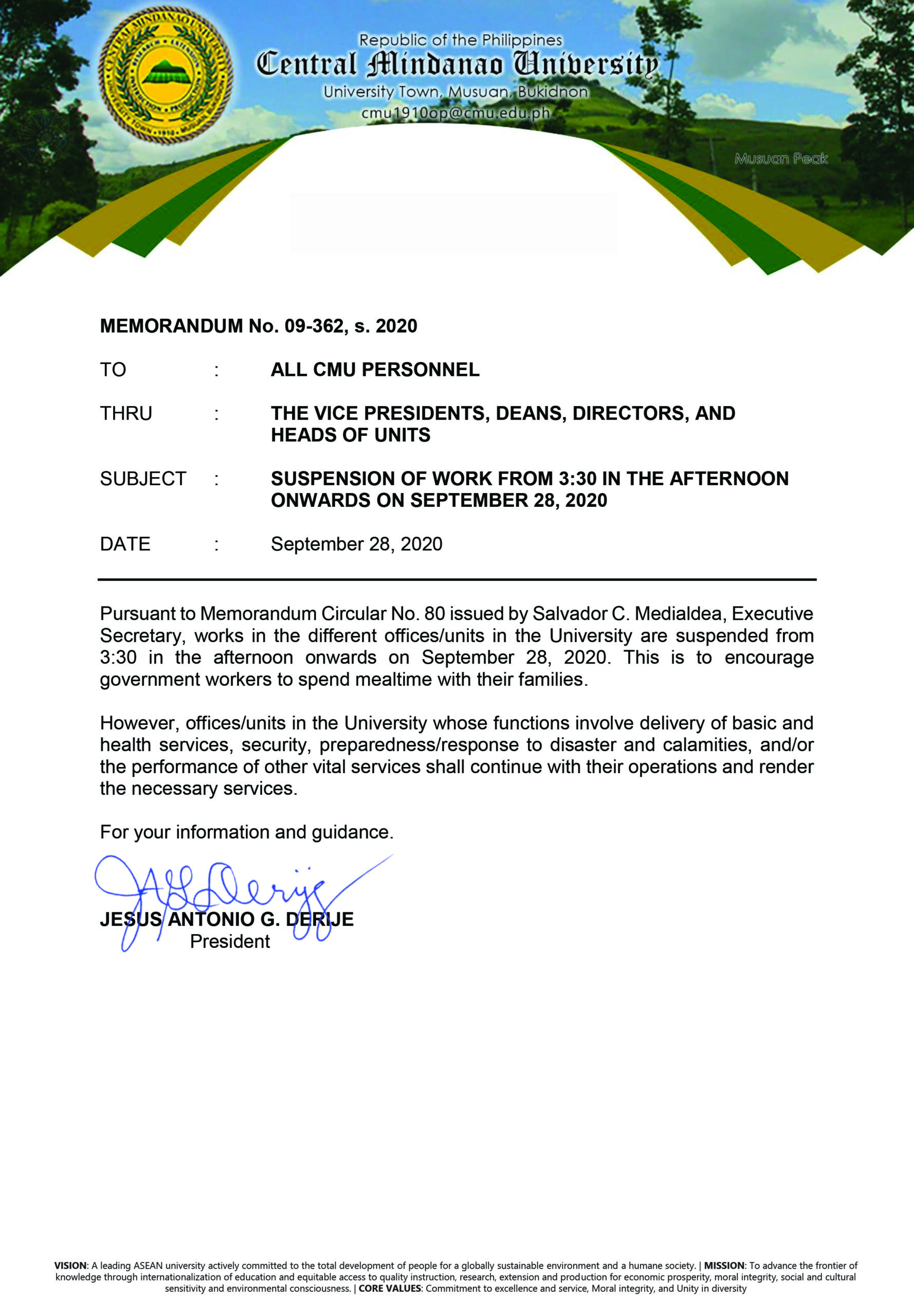 Memorandum No. OVPAA 2020-38 & 39 on Suspension of Classes in All UP  Constituent Universities (except Open University) and Lifting of Deadline  for Dropping and Filing of Leave of Absence for Second